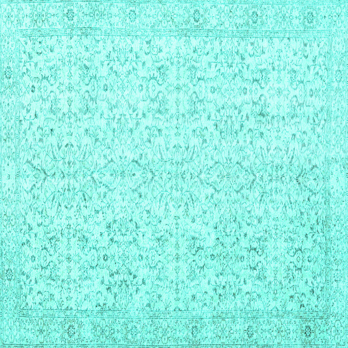 Square Machine Washable Persian Turquoise Traditional Area Rugs, wshtr3581turq