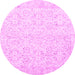 Round Machine Washable Persian Pink Traditional Rug, wshtr3581pnk