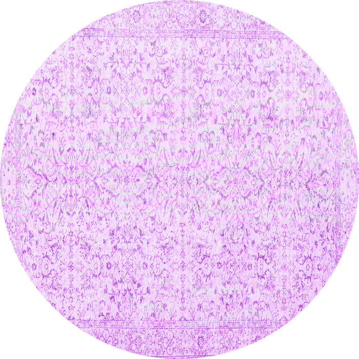 Round Persian Purple Traditional Rug, tr3581pur