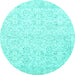 Round Persian Turquoise Traditional Rug, tr3581turq