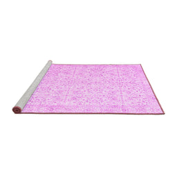 Sideview of Machine Washable Persian Pink Traditional Rug, wshtr3581pnk
