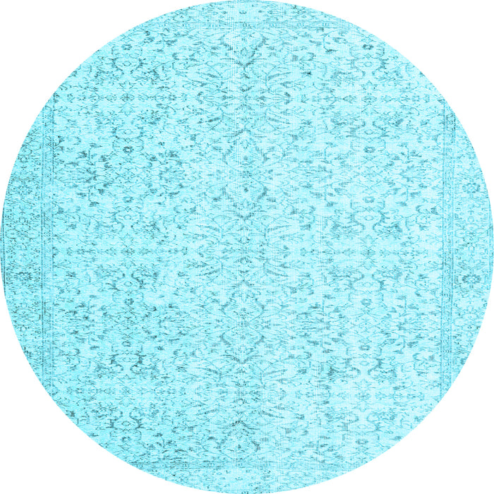 Round Machine Washable Persian Light Blue Traditional Rug, wshtr3581lblu