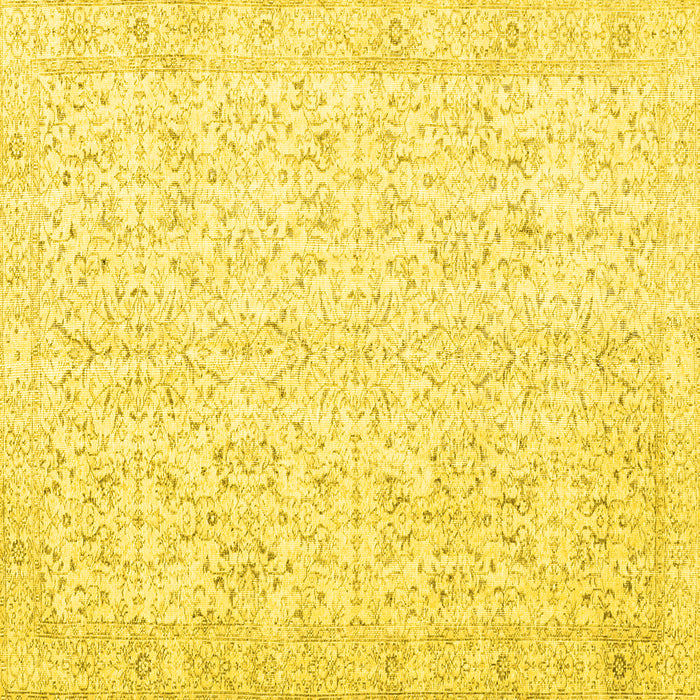 Square Machine Washable Persian Yellow Traditional Rug, wshtr3581yw