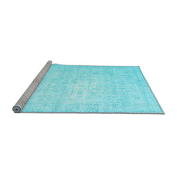 Sideview of Machine Washable Persian Light Blue Traditional Rug, wshtr3582lblu