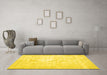 Machine Washable Persian Yellow Traditional Rug in a Living Room, wshtr3582yw