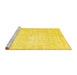 Sideview of Machine Washable Persian Yellow Traditional Rug, wshtr3582yw