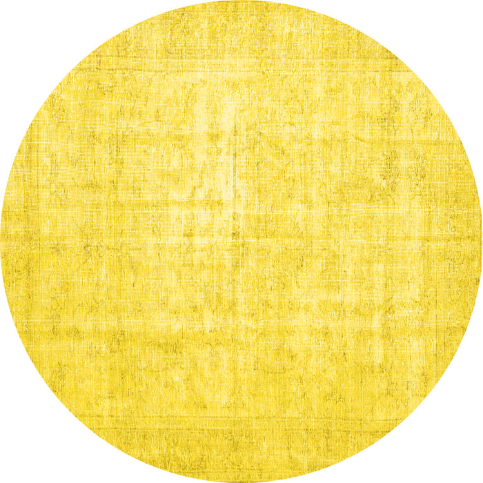 Round Persian Yellow Traditional Rug, tr3582yw
