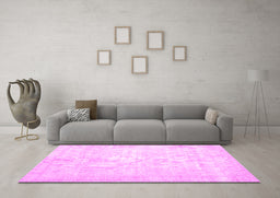 Machine Washable Persian Pink Traditional Rug in a Living Room, wshtr3582pnk