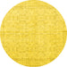 Round Machine Washable Persian Yellow Traditional Rug, wshtr3583yw