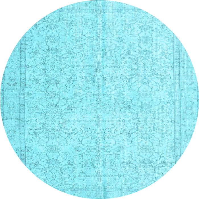 Round Machine Washable Persian Light Blue Traditional Rug, wshtr3583lblu
