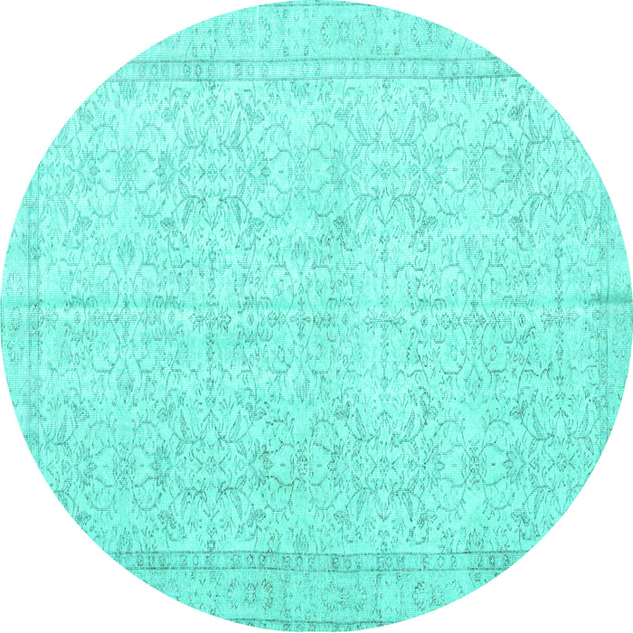 Round Persian Turquoise Traditional Rug, tr3583turq