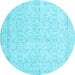 Round Persian Light Blue Traditional Rug, tr3583lblu