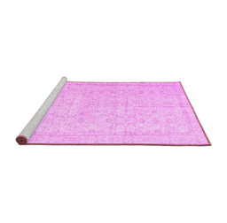 Sideview of Machine Washable Persian Pink Traditional Rug, wshtr3583pnk