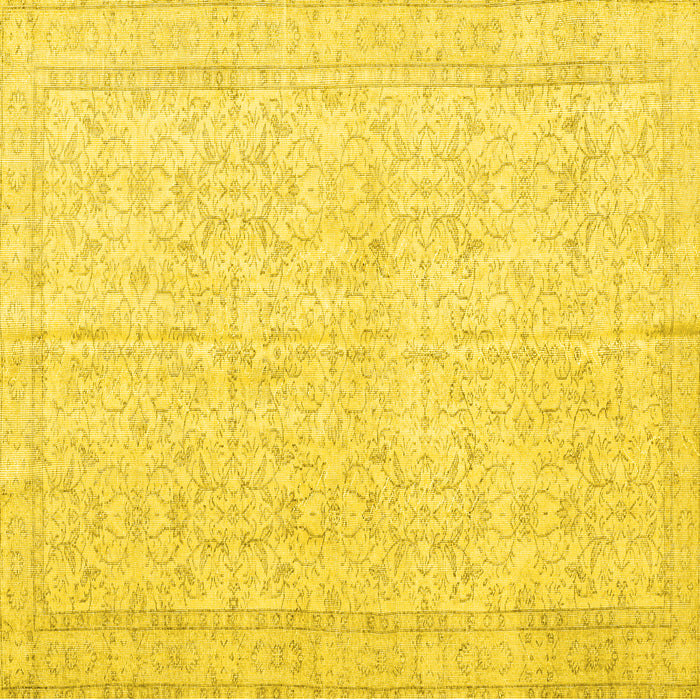 Square Machine Washable Persian Yellow Traditional Rug, wshtr3583yw