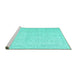 Sideview of Machine Washable Persian Turquoise Traditional Area Rugs, wshtr3583turq