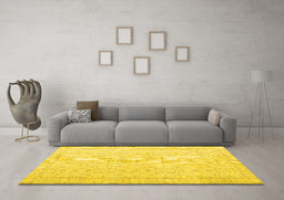 Machine Washable Persian Yellow Traditional Rug in a Living Room, wshtr3583yw