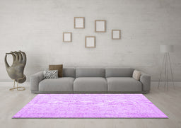 Machine Washable Persian Purple Traditional Area Rugs in a Living Room, wshtr3583pur