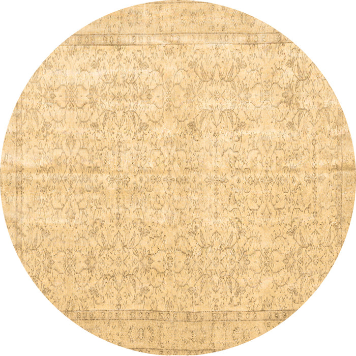 Round Persian Brown Traditional Rug, tr3583brn