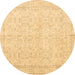 Round Persian Brown Traditional Rug, tr3583brn