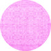 Round Persian Pink Traditional Rug, tr3583pnk