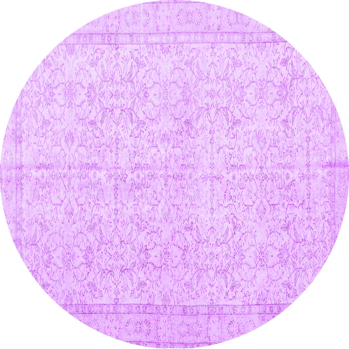 Round Machine Washable Persian Purple Traditional Area Rugs, wshtr3583pur