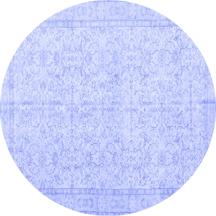 Round Persian Blue Traditional Rug, tr3583blu