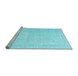 Sideview of Machine Washable Persian Light Blue Traditional Rug, wshtr3583lblu