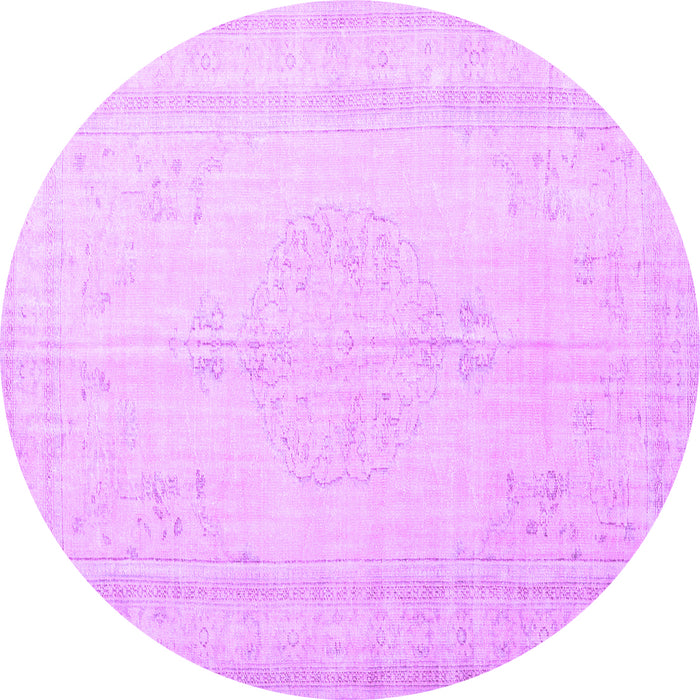 Round Machine Washable Persian Purple Traditional Area Rugs, wshtr3584pur
