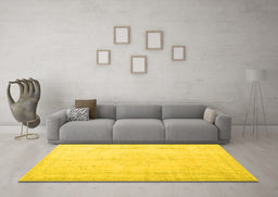 Machine Washable Persian Yellow Traditional Rug in a Living Room, wshtr3584yw