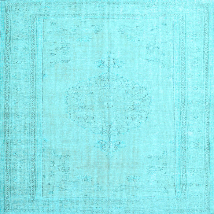 Square Machine Washable Persian Light Blue Traditional Rug, wshtr3584lblu