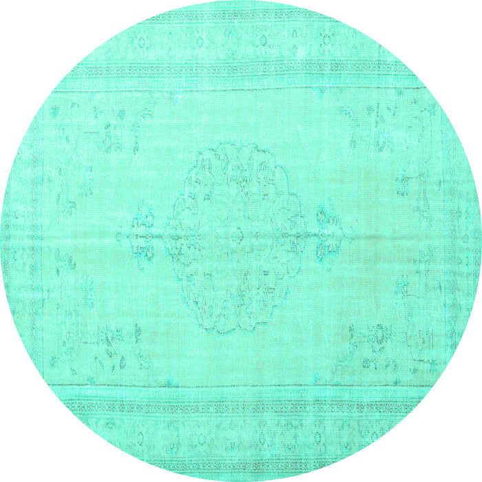 Round Persian Turquoise Traditional Rug, tr3584turq
