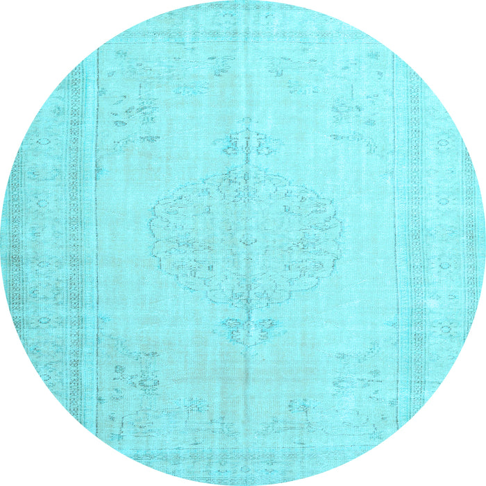Round Machine Washable Persian Light Blue Traditional Rug, wshtr3584lblu