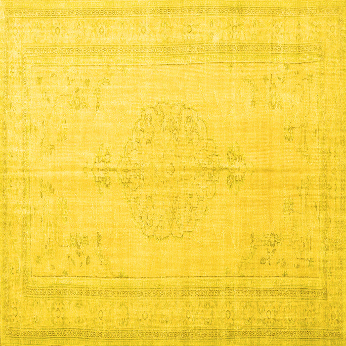 Square Machine Washable Persian Yellow Traditional Rug, wshtr3584yw