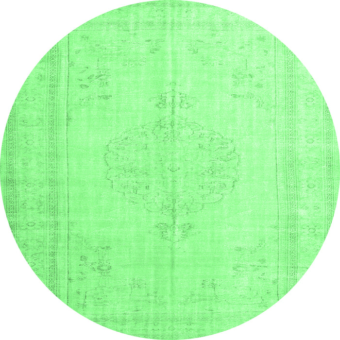Round Machine Washable Persian Emerald Green Traditional Area Rugs, wshtr3584emgrn