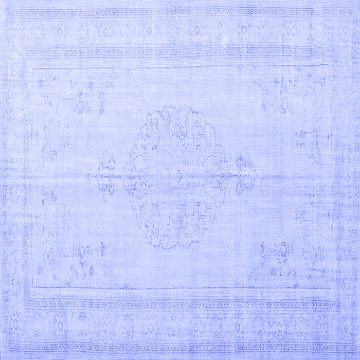 Square Machine Washable Persian Blue Traditional Rug, wshtr3584blu
