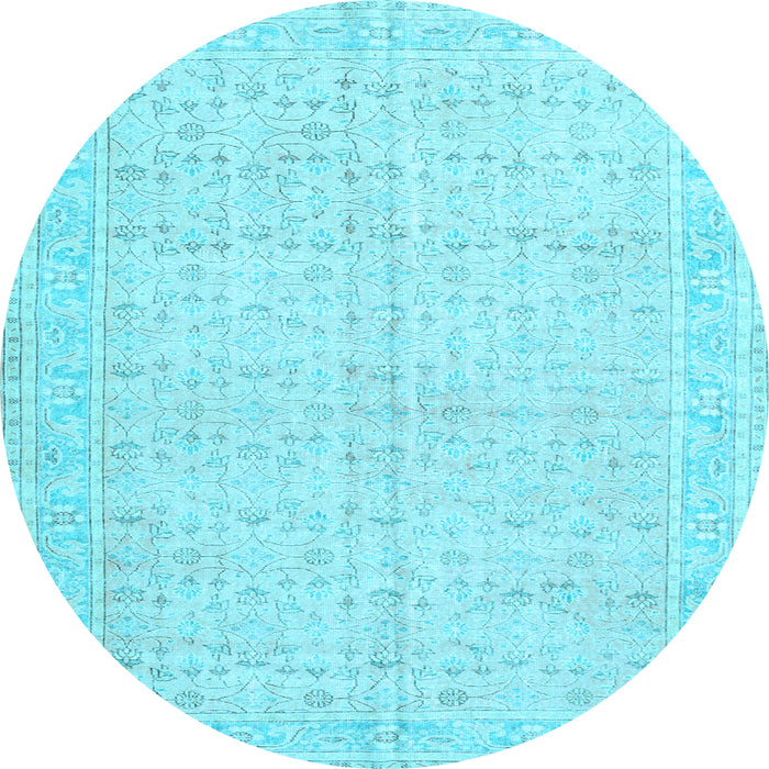 Round Persian Light Blue Traditional Rug, tr3585lblu