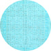 Round Persian Light Blue Traditional Rug, tr3585lblu