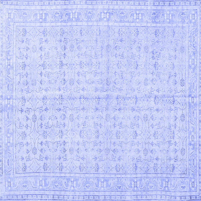 Square Machine Washable Persian Blue Traditional Rug, wshtr3585blu