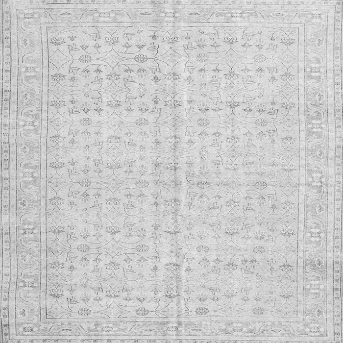 Round Machine Washable Persian Gray Traditional Rug, wshtr3585gry