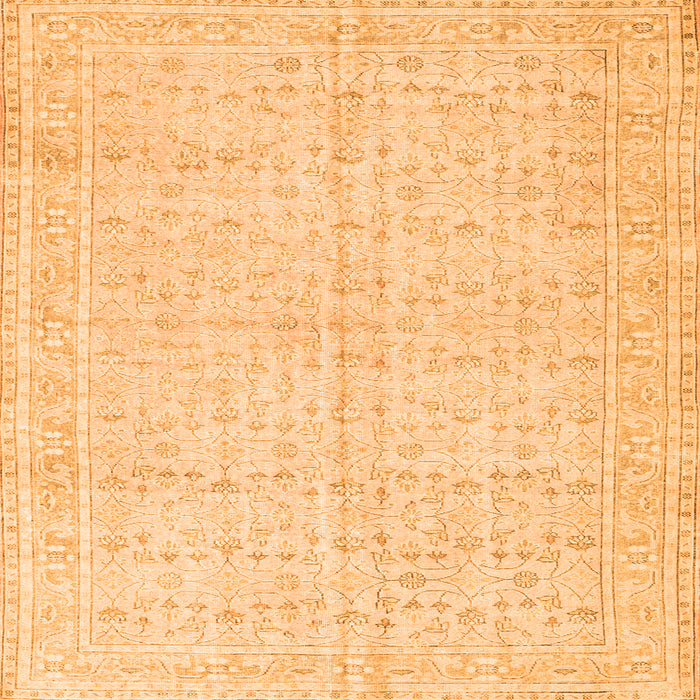 Round Machine Washable Persian Orange Traditional Area Rugs, wshtr3585org