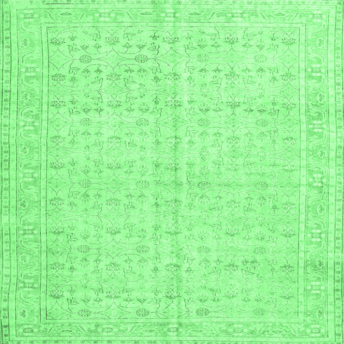 Square Machine Washable Persian Emerald Green Traditional Area Rugs, wshtr3585emgrn