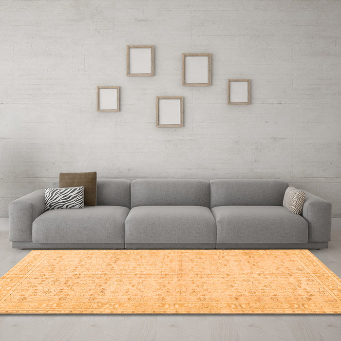 Machine Washable Persian Orange Traditional Area Rugs in a Living Room, wshtr3585org