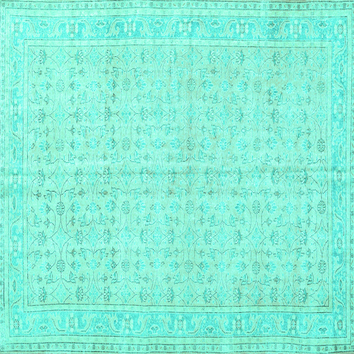 Square Machine Washable Persian Turquoise Traditional Area Rugs, wshtr3585turq