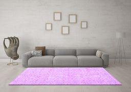 Machine Washable Persian Purple Traditional Area Rugs in a Living Room, wshtr3585pur