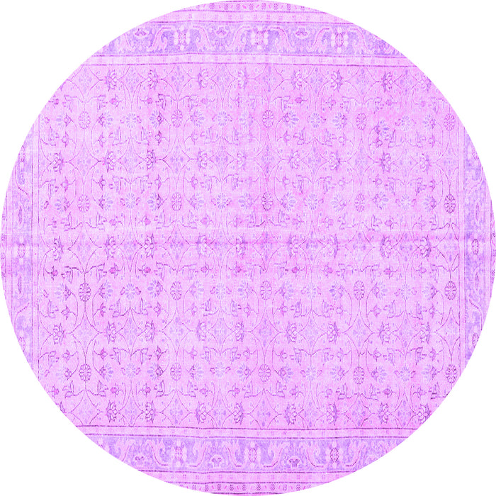 Round Machine Washable Persian Purple Traditional Area Rugs, wshtr3585pur