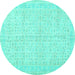 Round Persian Turquoise Traditional Rug, tr3585turq