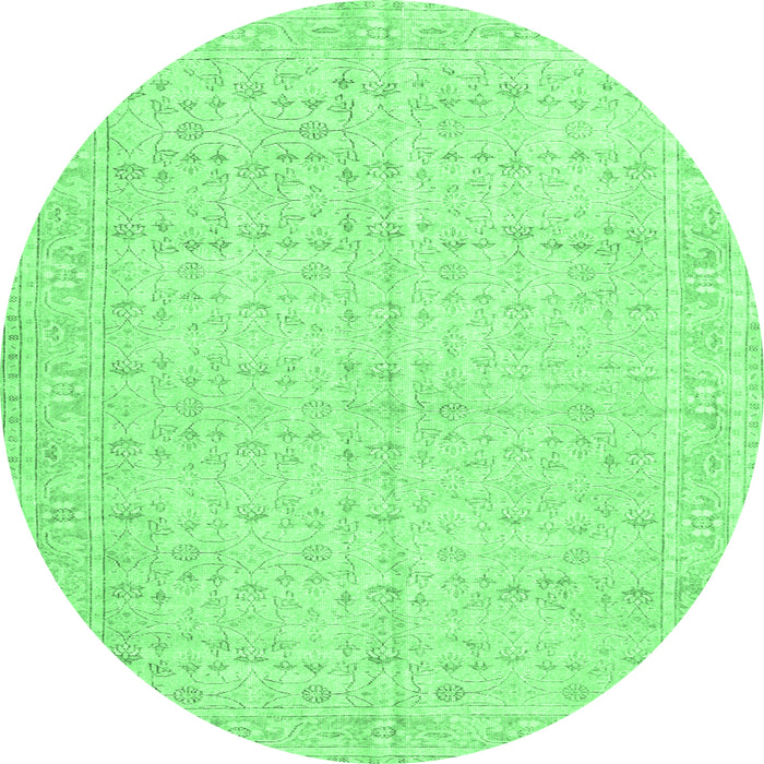 Round Persian Emerald Green Traditional Rug, tr3585emgrn