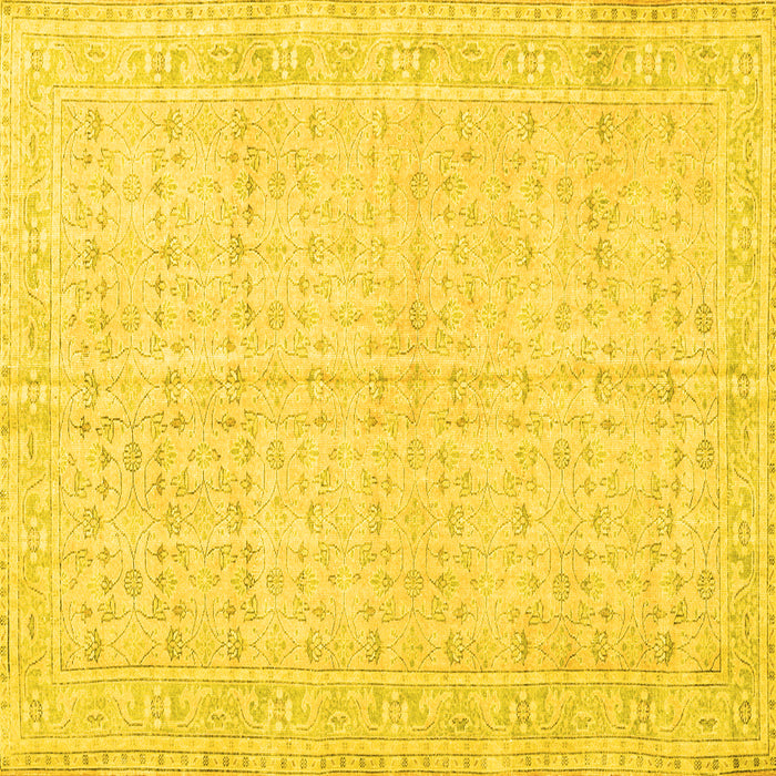 Square Machine Washable Persian Yellow Traditional Rug, wshtr3585yw