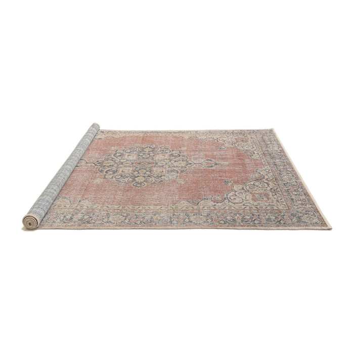 Sideview of Machine Washable Traditional Light Copper Gold Rug, wshtr3586