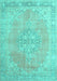 Machine Washable Medallion Turquoise Traditional Area Rugs, wshtr3586turq